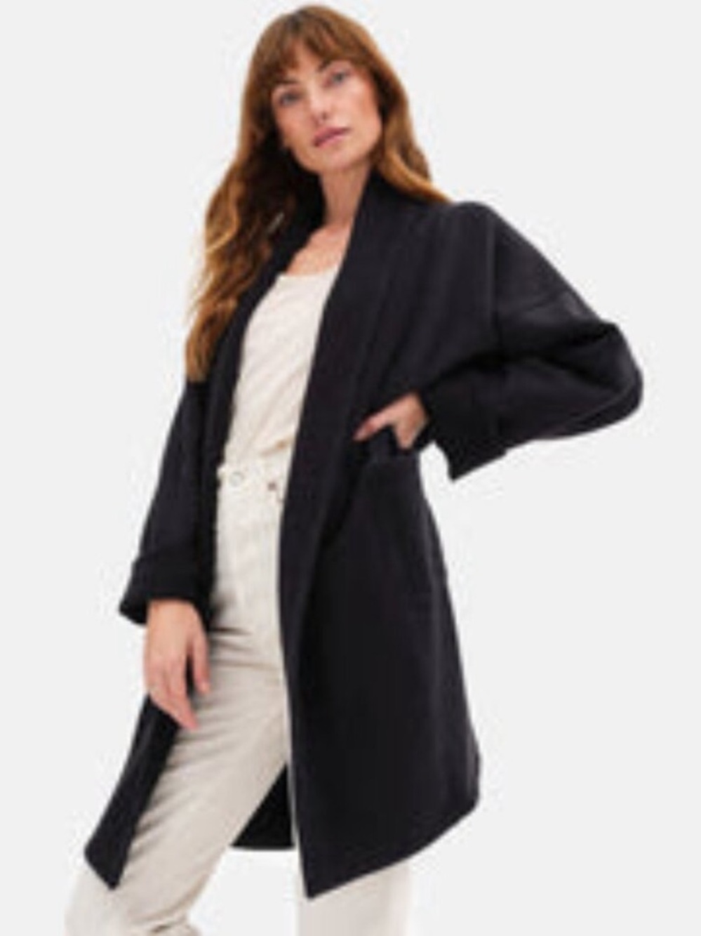 MATE Black Open-Front Organic Cotton Women's Coat/Cardigan XS/S
